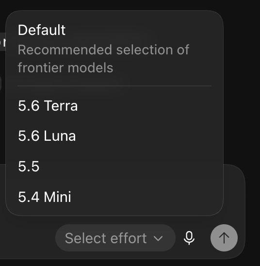 SmartPumpa's tweet photo. @thsottiaux @thsottiaux Tibo, where did my SOL model go? When I go to Codex, the model selector looks like this... https://t.co/aS6dkLBUbe