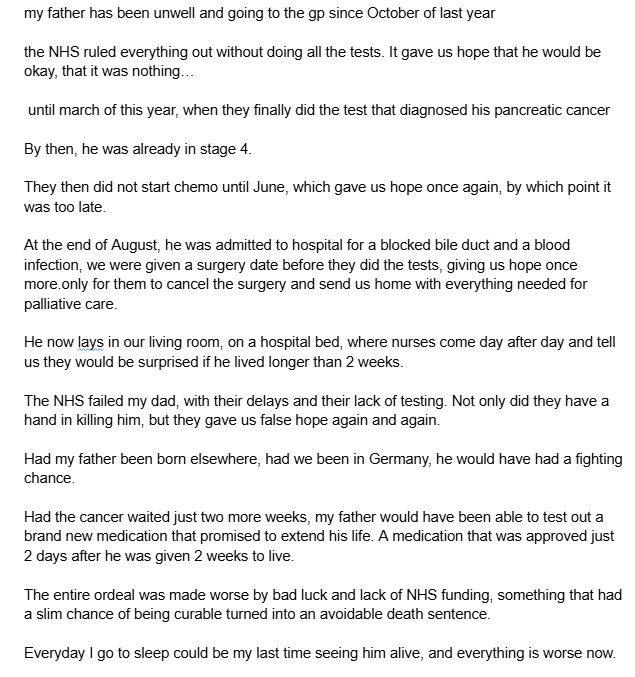 LunarNovaVT's tweet photo. the NHS and luck failed my father. there needs to be drastic change so this does not happen to anyone ever again. https://t.co/CmHsMhexmG