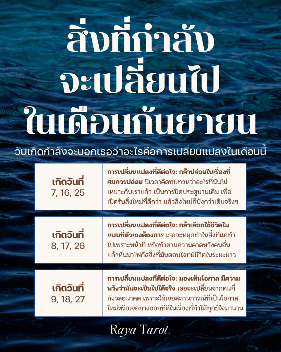 rayatarot's tweet photo. วันเกิดของเธอกำลังจะบอกว่า....เดือนกันยายนนี้จะมีการเปลี่ยนแปลงที่ดีต่อใจเราในเรื่องอะไร ขอให้เดือน 9 นี้ทุกคนปังแบบก้าวกระโดดในทุกๆเรื่องนะคะ 🔱 🔮✨

#WhatYourBirthdaySaysByRaya #RayaTarot https://t.co/n8EIt277AF