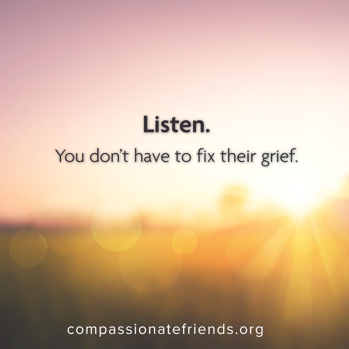 TCFofUSA's tweet photo. If you know someone grieving the death of a child, grandchild, or sibling ...

Sometimes the greatest gift we can give someone who is grieving is simply this, "I'm here."

#TheCompassionateFriends #GriefSupport https://t.co/gio8QjMOXi