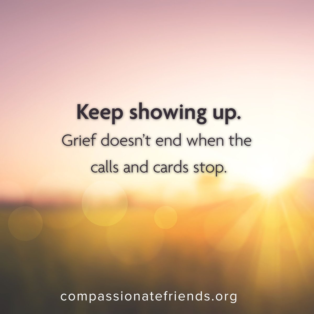 TCFofUSA's tweet photo. If you know someone grieving the death of a child, grandchild, or sibling ...

Sometimes the greatest gift we can give someone who is grieving is simply this, "I'm here."

#TheCompassionateFriends #GriefSupport https://t.co/gio8QjMOXi