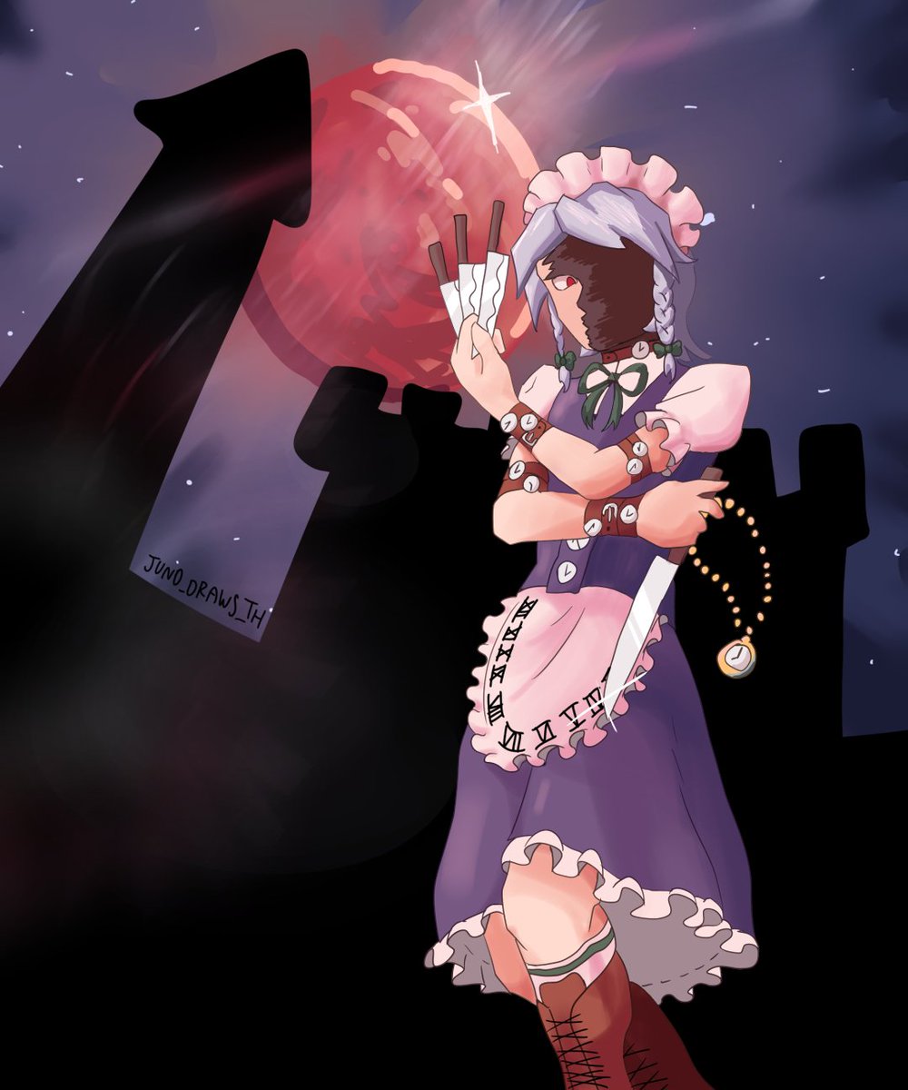juno_draws_th's tweet photo. eosd remake drops soon yay! #東方紅魔郷 #十六夜咲夜 #東方project https://t.co/yj4TMnGyrV