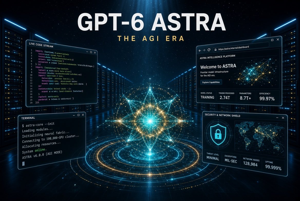 weibiotic's tweet photo. 🚨 OpenAI just released GPT-6 Astra.

This isn’t just another model upgrade.

Astra can use computers, navigate websites, write software, solve complex problems and perform advanced cybersecurity tasks.

OpenAI President Greg Brockman even says:

We’re in the AGI era.

The crazy part?

Astra was trained using more than 100,000 GPUs at Stargate.

AI is moving FAST.

Are we actually entering the AGI era?

Yes or no? 👇