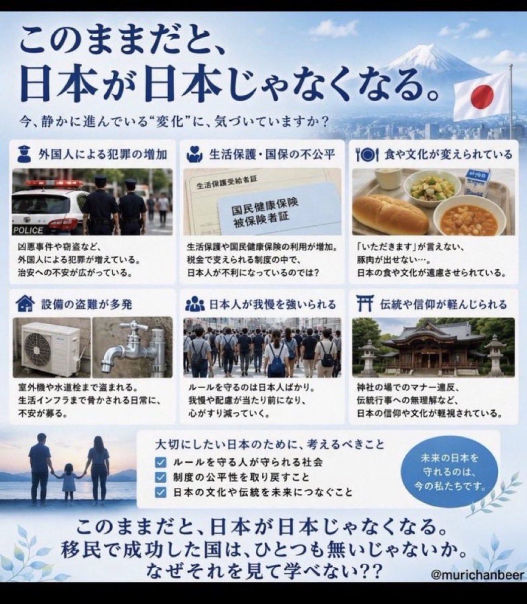 Emimaru315Ruri7's tweet photo. ✨拡散希望✨
皆さん、回してください🙏

〜今、静かに進んでいる”変化”に気づいていますか❓〜

日本人が安心、安全に暮らせる日本を
守りましょう❗ https://t.co/DJ2qm0fXMY