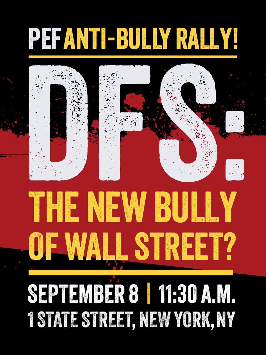 NYSPEF's tweet photo. 📣 UNION MEMBERS: STAND TOGETHER AGAINST BULLYING!

They’re counting on us to stay quiet. We’re not.

Join PEF on September 8 at 11:30 AM in NYC (1 State Street) as we stand together and send a clear message to the Department of Financial Services:

You can’t bully us. You can’t intimidate us. And you can’t silence our union.

📍 1 State Street, NYC
🗓️ September 8
⏰ 11:30 AM

👉 RSVP now: https://t.co/7dOzovIEiY