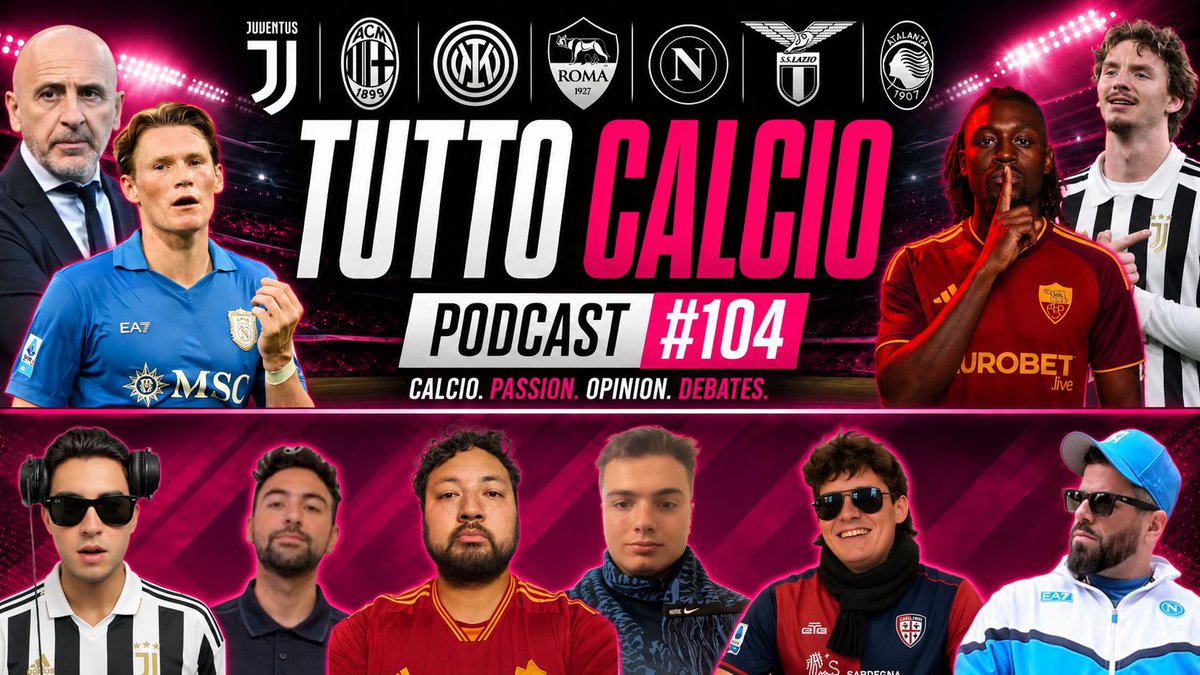 tuttocalciopod's tweet photo. 🚨 Tutto☕️Calcio- Episode #104🚨

🗓️ Transfer News 🗞️/ Serie A 🇮🇹
📅 Tonight
🕰️ 9:00pm EST
📺 Breakdown LIVE on Twitter & YouTube

So what are we gonna talk about 🗣️🎙️

The transfer window is CLOSED‼️
The TC Crew provides Grades 

🔴⚪ CAGLIARI
• Was deadline day underwhelming?
• Reactions to the Hellas Verona & Inter matches
• Some TOUGH words for Pisacane 👀

🔵⚫ INTER
• The BIG decisions Chivu must make before Napoli & Real Madrid
• Allegri got the better of Chivu TWICE last season — can Chivu adapt?
• Ausilio leaves Inter after 28 YEARS 😳
• Baccin set to become sporting director
• Inter searching for a new technical director
• Spence injury update ahead of Napoli & Real Madrid

🟡🔴 ROMA
• Reaction to the Lecce match
• Can Roma handle Atalanta & Fenerbahçe?
• Rating Roma’s transfer window 📊
• Is the squad deep enough for THREE competitions?
• Emanuele Lulli’s rise & why he represents the best of Roma’s academy 🔥

⚪⚫ JUVENTUS
• JUVE’S TRANSFER WINDOW IS CLOSED — RATE IT /10!
• Did the new signings improve their Top 4 chances?
• Yildiz & Thuram OUT for 3–4 months 😱
• How does Juventus adapt without two key players?
• What would make this a SUCCESSFUL season by May?

🔵 NAPOLI
• McTominay, Lobotka & Anguissa call for FULL FAN SUPPORT — but is patience running out?
• Lindstrøm heading to RB Salzburg on loan
• Di Lorenzo renews until 2030
• Anguissa set to extend until 2029
• McTominay negotiations PAUSED — could this become another Kvaratskhelia situation? 👀
• Injury concerns continue as McTominay faces a lengthy absence
• FULL PREVIEW: INTER vs NAPOLI 🔥

Q&A from the Chat 💬🎧

Smash that 👍🏼 button, follow the Tutto Calcio Crew on all platforms and drop your comments‼️

See you all tonight ☕️

⬇️ LINK IN COMMENTS BELOW ⬇️