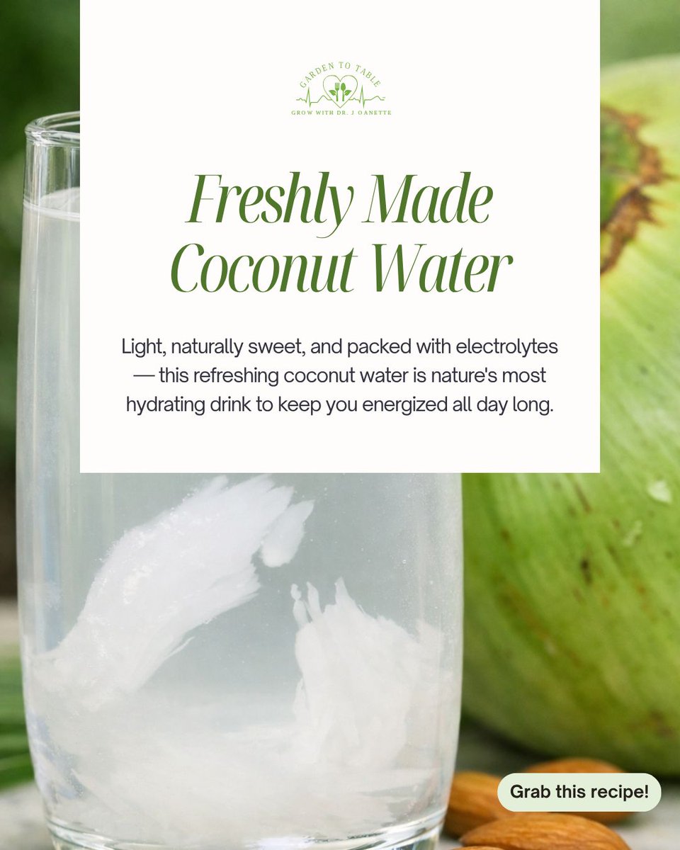 growwithdrjo's tweet photo. Light, naturally sweet, and loaded with electrolytes this refreshing coconut water is nature's ultimate hydration drink to keep you feeling your best all day long.
Grab the full recipe at the link in bio!
#coconutwater #hydration #naturaldrinks #electrolytes #plantbasedliving https://t.co/7T60o3wM5g