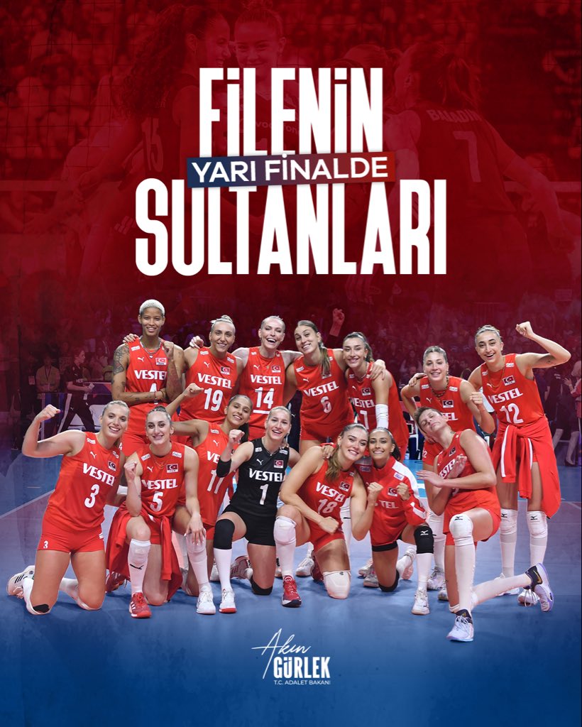 abakingurlek's tweet photo. CEV Trendyol 2026 Kadınlar Avrupa Voleybol Şampiyonası’nın çeyrek finalinde Almanya’yı 3-1 mağlup ederek adını yarı finale yazdıran A Millî Kadın Voleybol Takımımızı gönülden tebrik ediyorum. 👏🏻

Filenin Sultanları’na yarı finalde Sırbistan karşısında başarılar diliyorum. 🇹🇷 https://t.co/VYwFv1oVHF