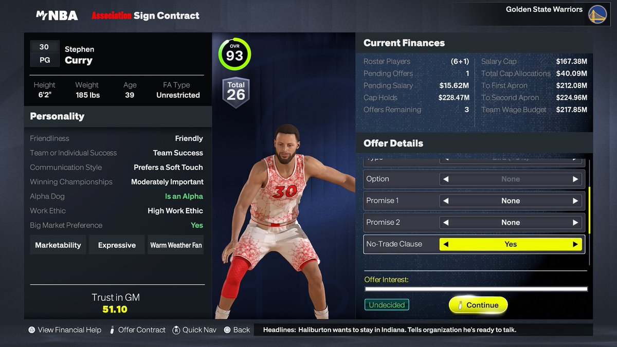 grantjt0's tweet photo. No Trade Clauses can be offered to players in free agency who have been on your selected team for more than 4 years and are also more than 8 years pro. #MyNBA #NBA2K27 https://t.co/dv7grKCr7M