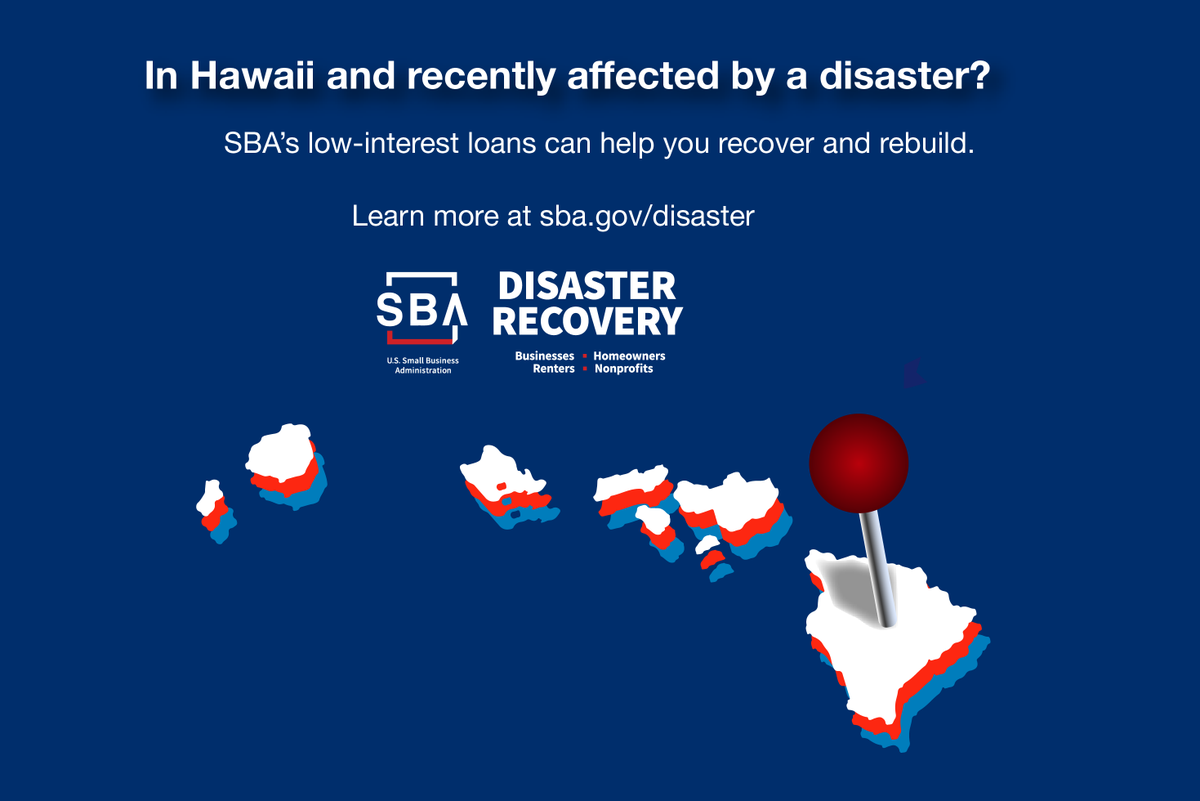 SBA_ODR's tweet photo. 🚨 Presidential Disaster Declaration issued for Hawaii!
 
Small businesses, private nonprofits, and residents impacted by the earthquake can now apply for @SBAgov #disaster loans. Check your eligibility: https://t.co/oZ4UPg5uYl https://t.co/62nLKw7Esv