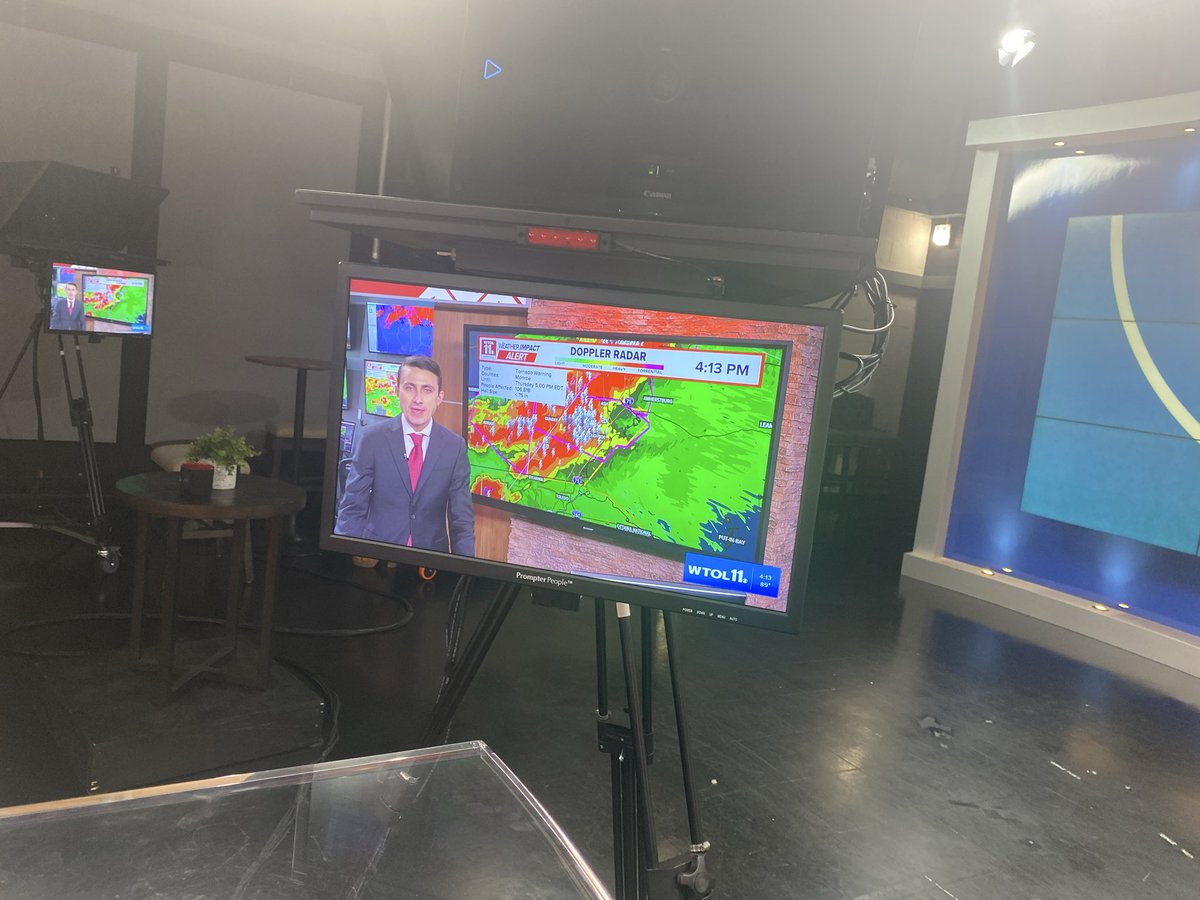 TimWTOL's tweet photo. BREAKING: we have a tornado warning for Lenawee County, Michigan until 4:45 and a tornado warning for Monroe County until 5:45 pm. There's also a severe thunderstorm warning for Lucas and Wood Counties too. We are on the air now live on WTOL 11. https://t.co/zbDK0uLohw
