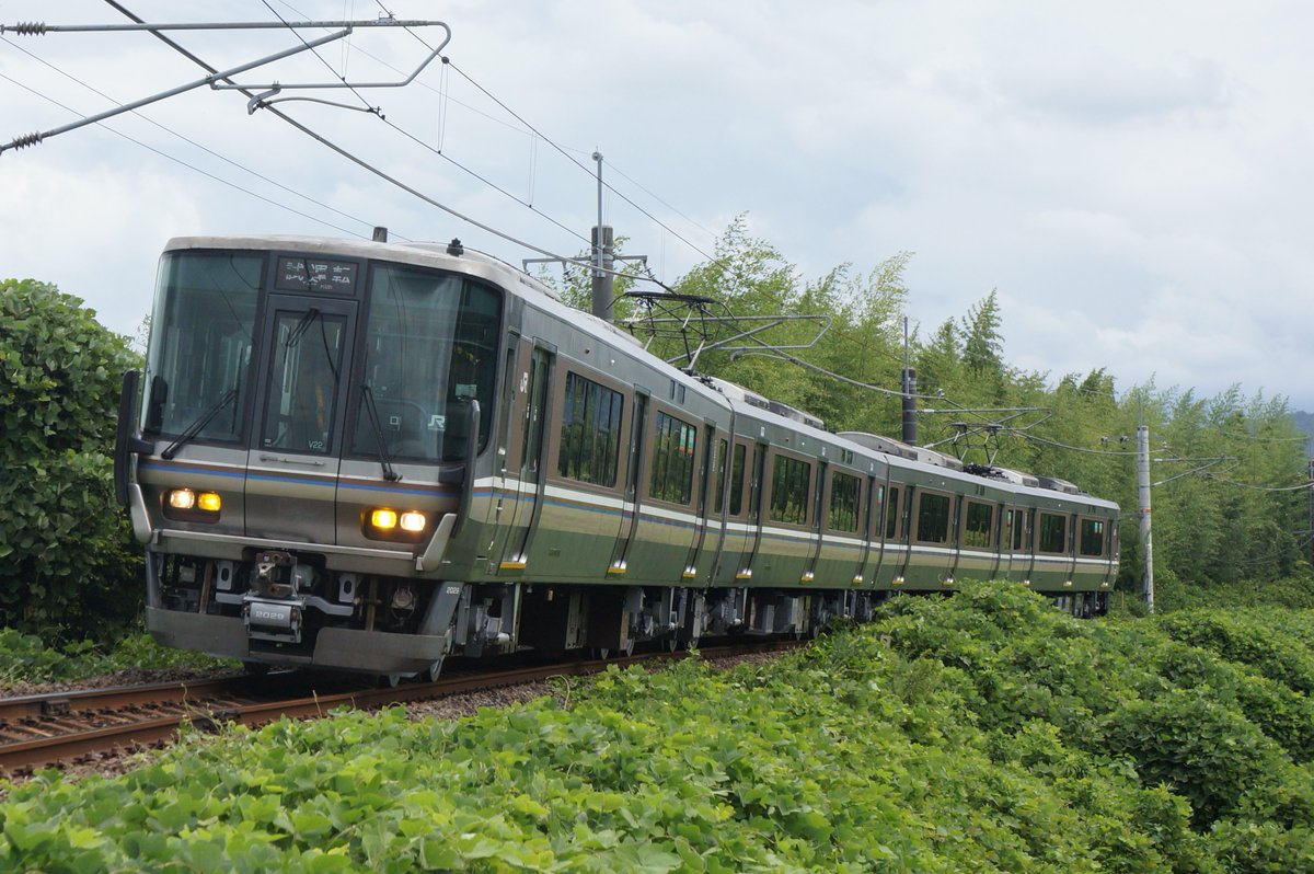 shimadai_rail's tweet photo. きのう、223系4両編成の網干総合車両所V22編成が後藤総合車両所で更新工事明けの本線試運転を行いました。
以前の2編成と比較して車内外随所で更新内容が簡略化され、とくに東京方の前面はオリジナルに近い形態で出場しています。増える形態、深まる沼の底なしよ⋯。
（5代目会長じーへんせー） https://t.co/oj2wniRNaw