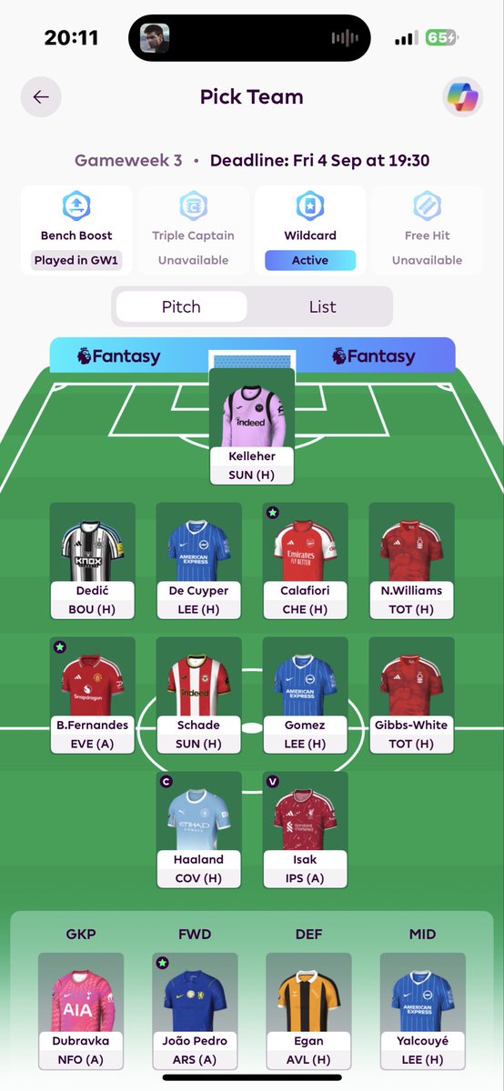Goatlqep's tweet photo. Thoughts on my gmw 3 wildcard? Feeling good 

#fpl #fplcommunity https://t.co/LiqntX2vWv