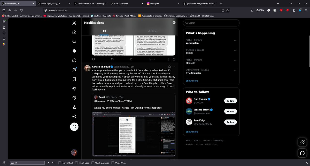 DJ_Stack's tweet photo. The above screenshots were me actively trying to to get VERIFIABLE CONCRETE EVIDENCE that this "DJ" character contacting her at 3am WAS NEVER ME TO BEGIN WITH! After posting, I went silent.

Below is her series of responses I captured in my https://t.co/K0Ug9T0pA9 notifications. https://t.co/cHtaQnWOlj