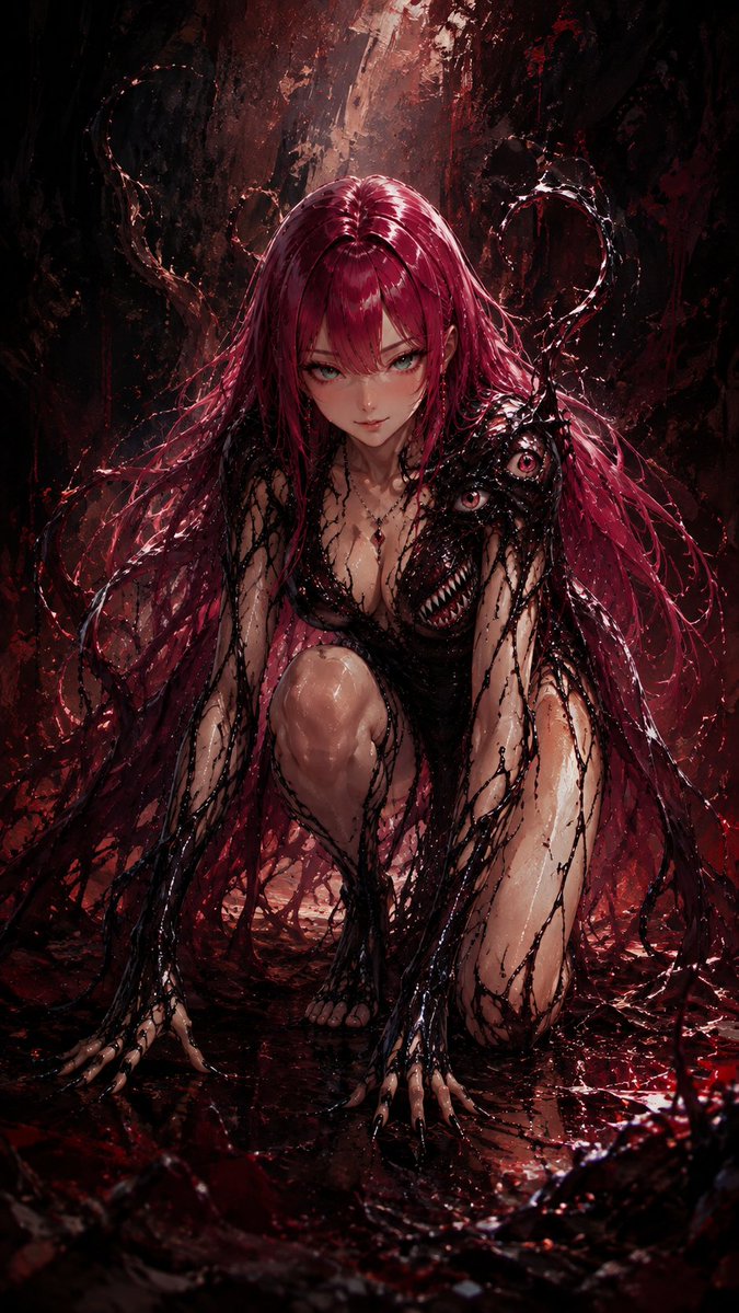 Le_Tavernicole's tweet photo. i got curious again and way to quick xd so combination of Symbiote outfit x Acrylic x Chiaroscuro with  @HussyAnime ^^ (with untied hair and just 'cause why not i join the sheet i made ^^)
#AIart #aiイラストㅤㅤㅤㅤ https://t.co/2TKk1CmTT0