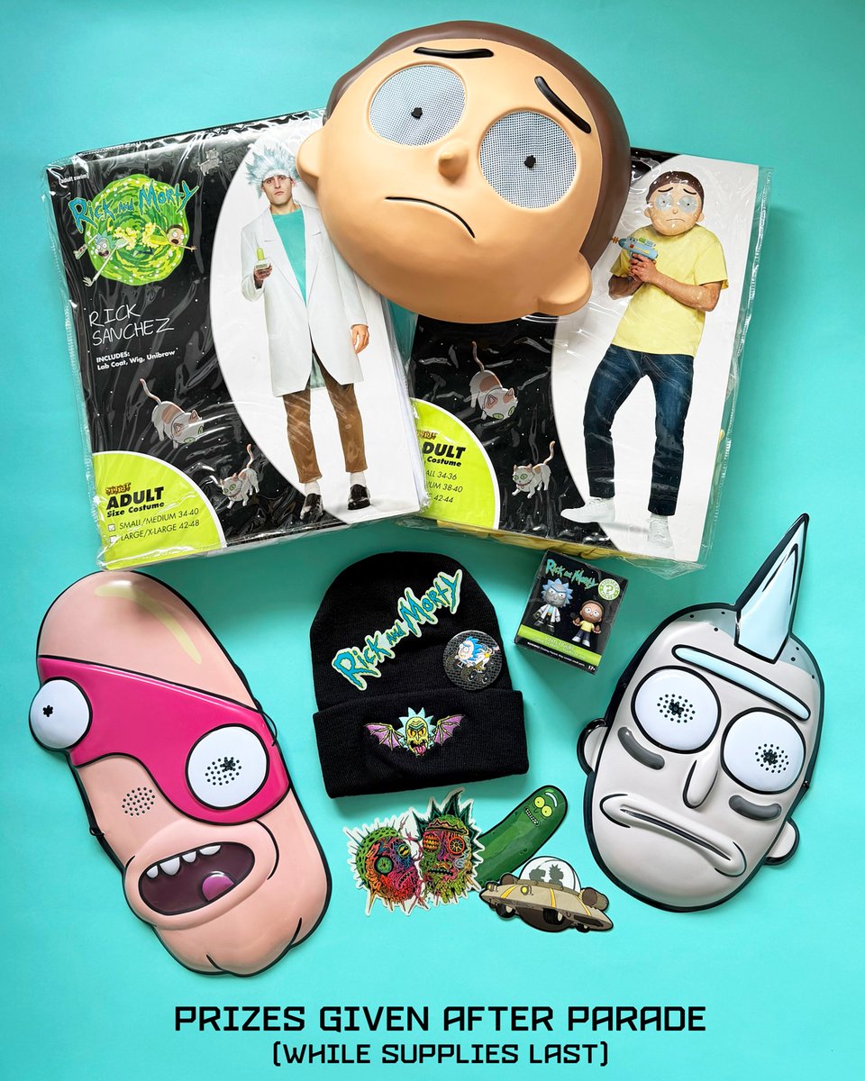 adultswim's tweet photo. This Saturday 9/5 at 10AM - Rickmobile at @DragonCon  parade. Free Rick and Morty masks given before the parade to fans on the route. Prizes given after parade while supplies last (Rickmobile will be parked at John Portman Blvd near Wells Fargo) https://t.co/Xafrt2SmoO