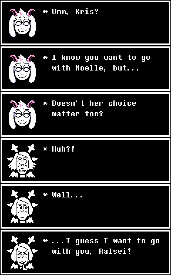 HolidayBisexual's tweet photo. #deltarune ALWAYS BET ON KRIS AND SUSIE DUO SECTION IN CHAPTER 6!!!! (Explodes) (Ignore the light world dialogue box, I forgot to change it faha) (1/3) https://t.co/EEdt53fcks