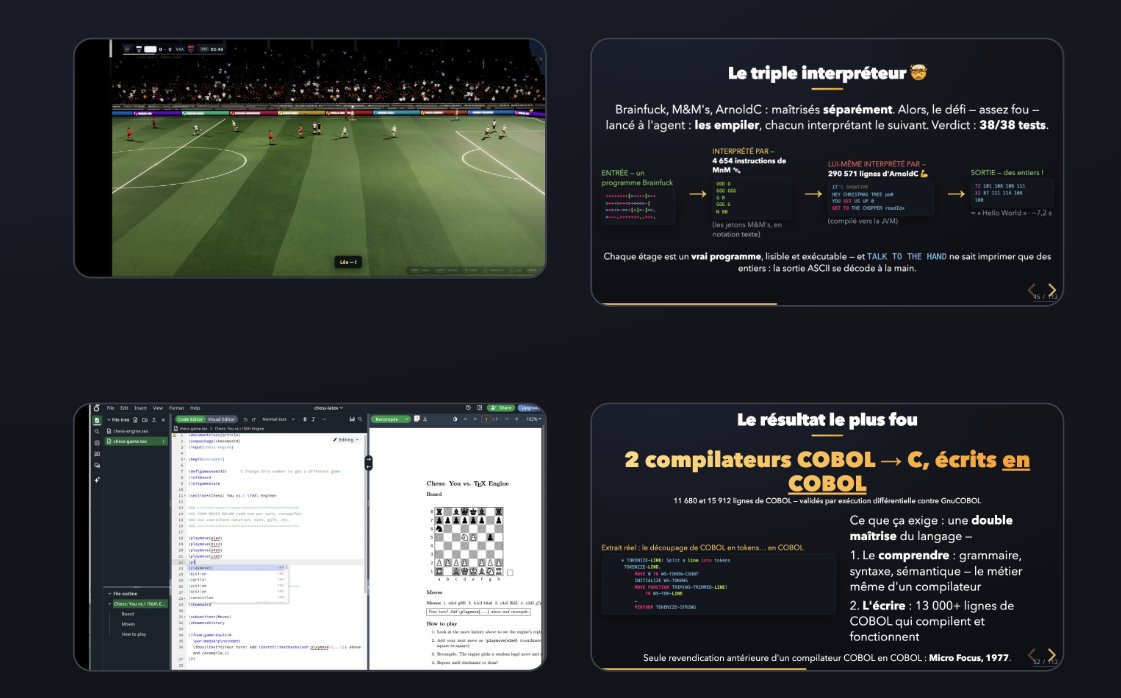 acherm's tweet photo. Demain, vendredi 4 septembre à 9h, je parlerai de langages de programmation à l’ère des coding agents.
Au programme : Brainfuck, M&amp;M’s, COBOL, FIFAcher… entre autres

Sur YouTube ou à l’Amphi Inria Rennes.

#IA #ProgrammingLanguages #CodingAgents https://t.co/e6f4oGwTFh
