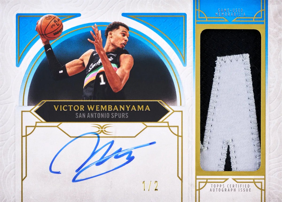 SportsCardInv's tweet photo. The first look at Victor Wembanyama's Definable Game-Used Relic Auto /2 coming to 2025-26 Topps Definitive Basketball 👀🏀 https://t.co/L1mssLEoka
