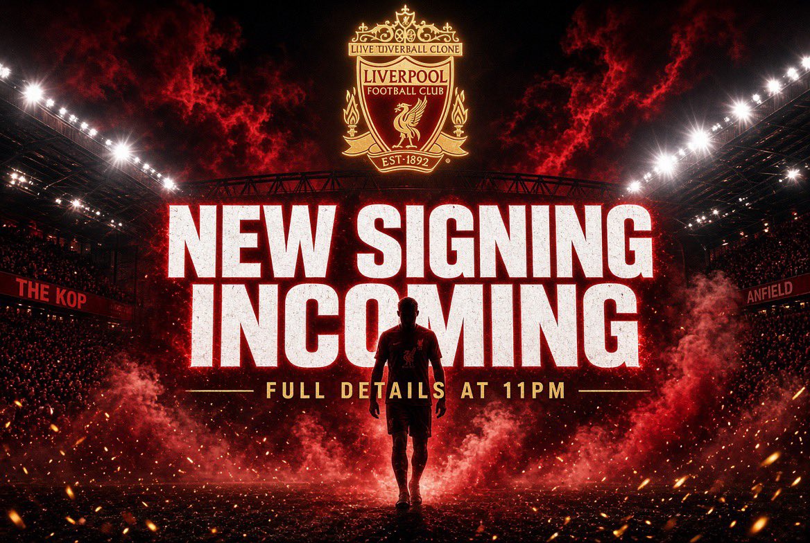 indykaila's tweet photo. 🚨 BREAKING 🚨

LIVERPOOL READY TO ANNOUNCE DEAL! #LFC 

The Reds are already moving. A new signing is incoming.

Full details at 11pm 🕚 
This is big. Thank you to our source for this exclusive. https://t.co/4M2UMzrWSD