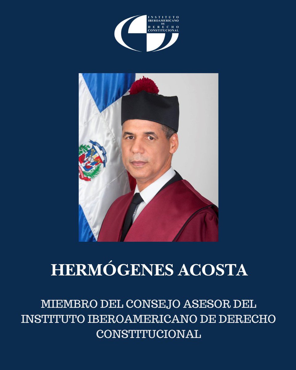IIDCUNAM's tweet photo. Nos honra presentar al Dr. Hermógenes Acosta como miembro del Conejo Asesor del Instituto Iberoamericano de Derecho Constitucional. 
#IIDC #DerechoConstitucional https://t.co/TOzwHzHXkb