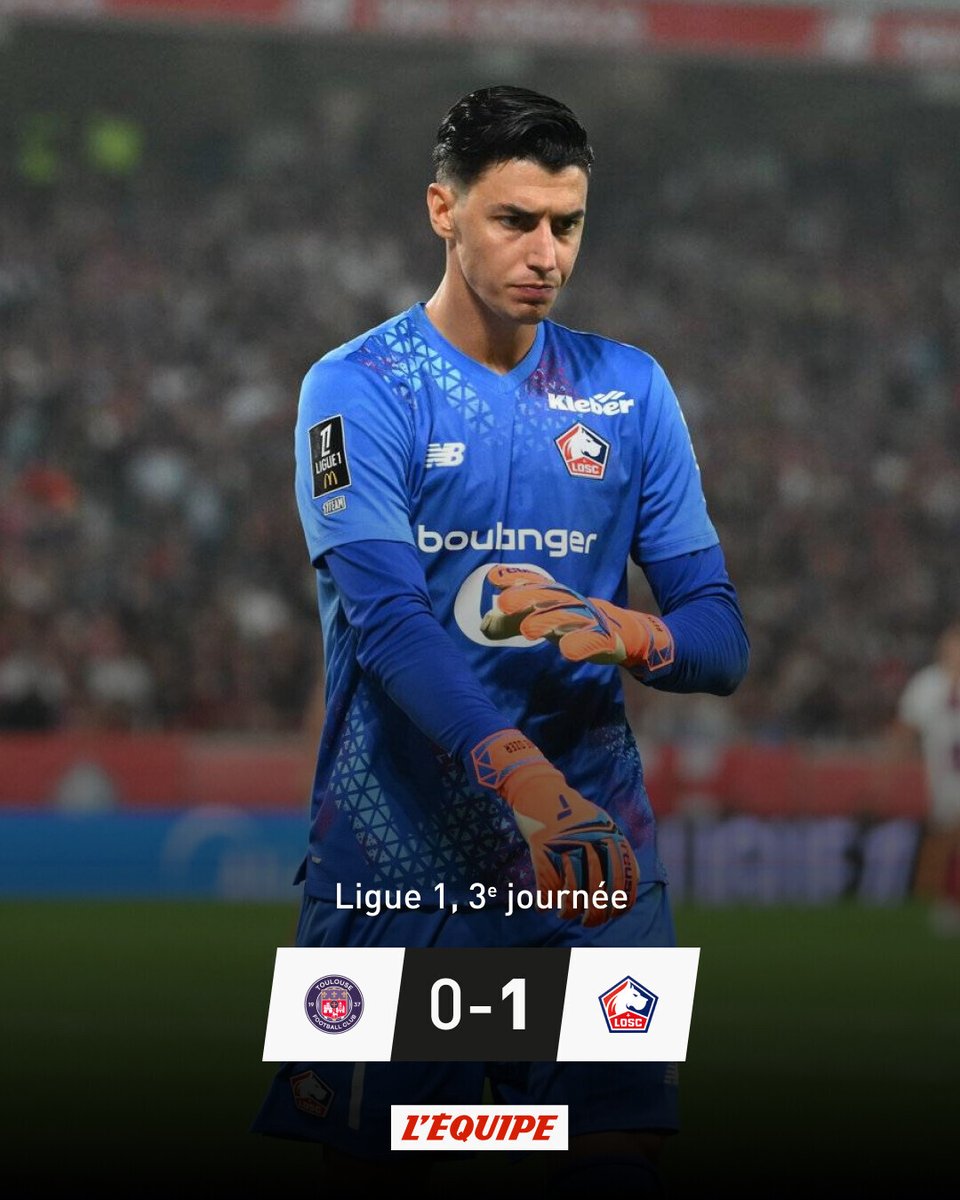 lequipe's tweet photo. Grâce à son gardien Berke Özer et l'attaquant tout juste arrivé Ayase Ueda, Lille surprend Toulouse en match avancé de la 3e journée de Ligue 1
➡️ https://t.co/rDhebSeCDb https://t.co/76EPsmkQX6