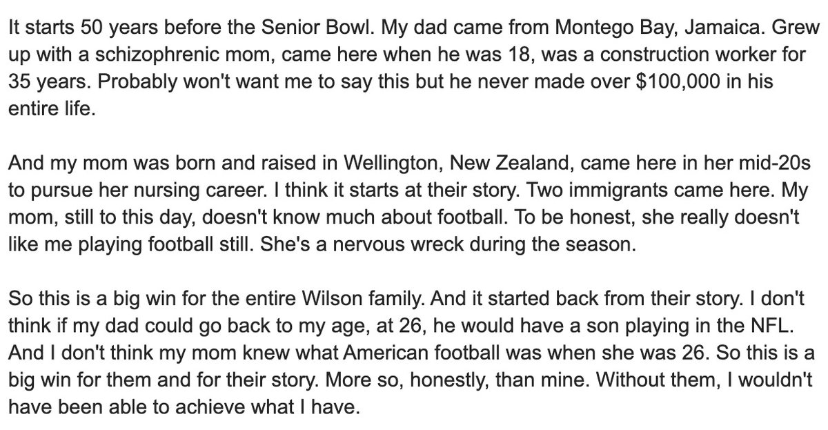 theo_mackie's tweet photo. Michael Wilson gave a beautiful tribute to his parents in today's press conference.

"This is a big win for them and for their story. More so, honestly, than mine."

Full quote is worth a read: https://t.co/HnPhtxe6CQ
