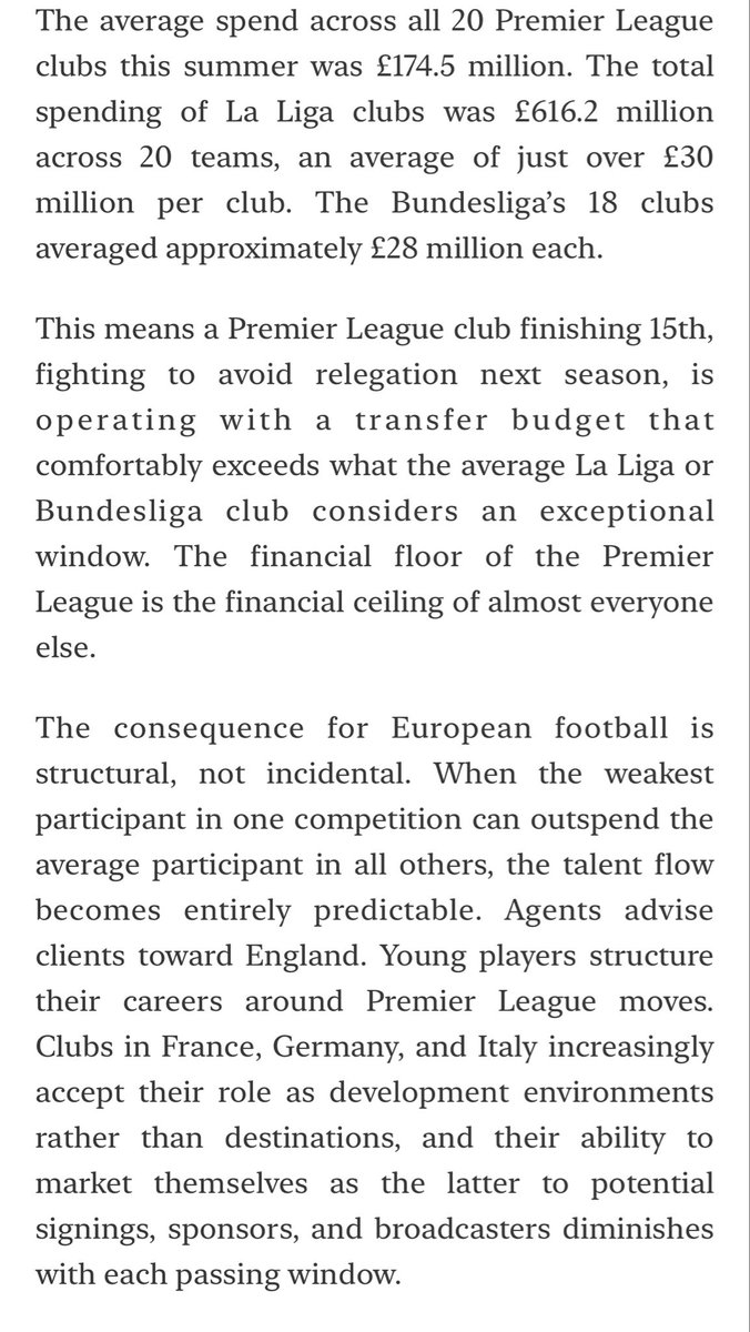 _Paash_'s tweet photo. Premier League clubs have stopped asking ‘how much does he cost?’. They are only asking ‘do we need him?’. We have witnessed a summer window like no other and in my new substack post, I explore the madness we have all just witnessed and its implication on the sport at large. 

Please read, subscribe and share- https://t.co/WGO6mZRm6X