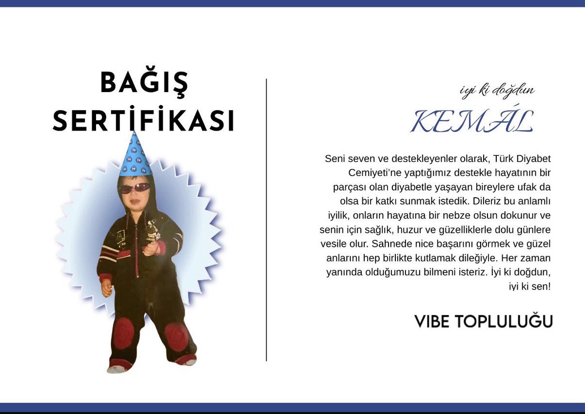 newshaveavibe's tweet photo. Kemál’in doğum günü adına bir bağış kampanyası başlatıldı. 🫐📢

Ailemizin biricik Boba’sının doğum günü adına Türk Diyabet Cemiyeti’ne bağış kampanyası oluşturarak bu özel günü daha da anlamlı kılmayı hedefliyoruz.

Siz de kampanyaya destek olarak bu güzel güne ortak olabilirsiniz!!

Bağış kampanyası

🔗 : https://t.co/81JVK590Zf