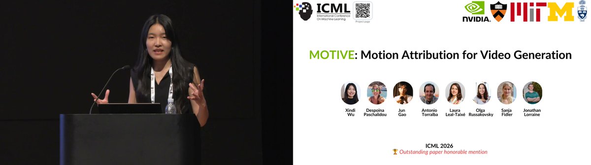 cindy_x_wu's tweet photo. The ICML 2026 oral recordings are now live:)

Check out our talk on motion attribution for video generation, where we study how different training examples influence generated motion and what this can reveal about video generation models.

🔗 https://t.co/5r8JmnQQ0N https://t.co/jwfFuhZEpq