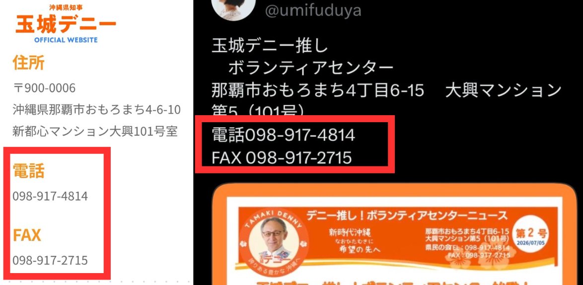 dadeyade's tweet photo. これは恥ずかしいｗｗｗ

「市民の 市民による 市民の為」のデニー応援アカウント
↓
「デニーの デニーによる デニーの為」のボランティア
だったことがバレる

しかもやっぱり共産党ががっつり裏にいた

それがコレ
👇
「玉城デニー応援〈市民ボランティアセンター〉」

・ デニー側事務所と電話・FAXが同じ
→自作自演ですかｗ

・過去、同じ@D_vol2022で
「オナガ雄治 那覇市長候補 応援市民ボランティア」
として活動
→アカウント使いまわしですか

👇ここからがっつり共産党のターン

・日本共産党が「赤旗」を通じて
設立費200万の募金告知

・口座は玉城デニー後援会

・ここの住所
那覇市おもろまち4-6-15
大興マンション第5 101号室

共産党・オール沖縄が
何度も繰り返し選挙事務所として使用

赤嶺政賢（共産・オール沖縄） 　　
↓ 　　
タカラさちか（オール沖縄） 　　
↓ 　　
玉城デニー「市民」ボランティアセンター
　　→住所まで使いまわし

・日本共産党、赤旗が　”選挙告示前に”
「募金しろ」
「ボラセンへ行け」
「SNSを拡散しろ」
「コメントを書け」

と全国に特別要請

・デニー応援ボランティアセンター担当は
2025年浦添市長選
新日本婦人の会沖縄県本部事務局長
里道昭美さん

ではみなさんご一緒に
…共産党じゃねーか！！

-------
ここで最後の画像を見て欲しい

「休憩中のデニーさんにカメラを向けると
すぐにポーズをとってくれました!!」

ファンです！オーラ全開！

デニーもノリノリ♪

でも本性コレでした

一般市民が自然に集まったボランティアじゃなかったん？ｗｗ
しかも、住所やアカウントも使いまわし

雑ｗｗｗ

なお、このアカウント

デニーがデマをポストし
「スタッフが間違えてやった」と言って削除した文と
ほぼ同じ文を投稿していたアカウント

自作自演って言われても仕方ないよね？

頭隠すのは得意だけど
尻隠すのめちゃくちゃ下手ですよね！

共産党さん😊

さてさて
共産党に勝手に市民代表ヅラされた沖縄県民の皆様

どうします？
