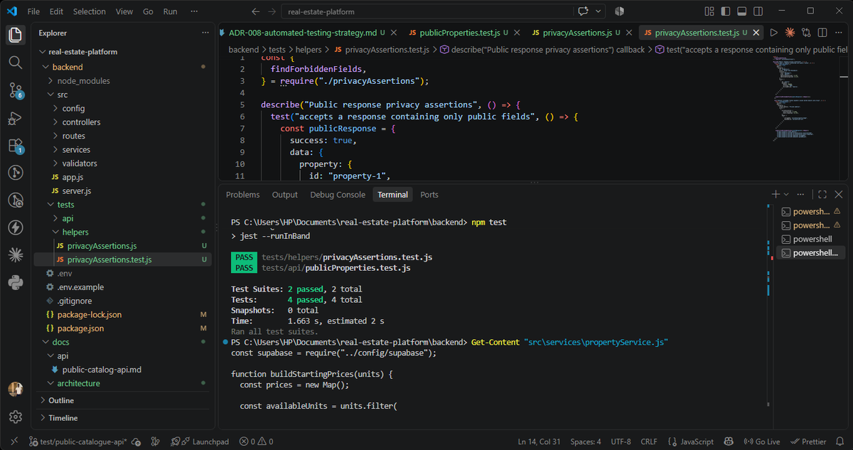 itz_Keyz001's tweet photo. Kudu became visible today.

✅ React property catalogue
✅ Real API connection
✅ Filters and sorting
✅ Property details
✅ Transparent fees
✅ Pagination
✅ 9 frontend tests passing
Next: URL state, unit amenities and accessibility review.
#BuildInPublic #ReactJS https://t.co/AFsmsvxOV7