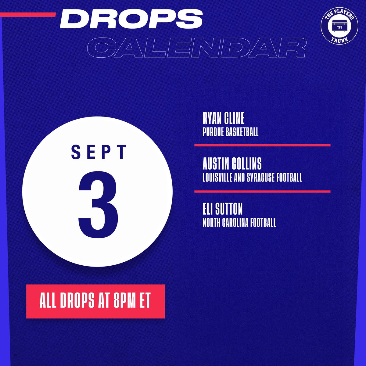 theplayerstrunk's tweet photo. TRUNK DROP THURSDAY 📦

Ryan Cline
Austin Collins
Eli Sutton

All three collections drop TONIGHT at 8PM ET. https://t.co/xpWcj5zTYA