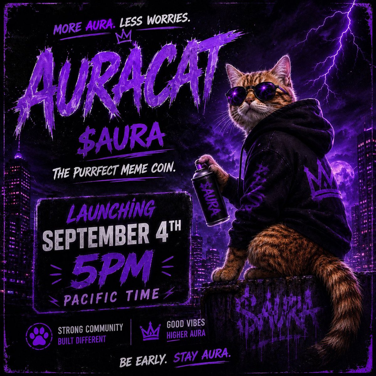 acatwithaura's tweet photo. STOP SCROLLING.

YOU JUST FOUND THE CAT WITH THE MOST AURA ON THE INTERNET. 🐈‍⬛⚡

No boring roadmap.
No forced utility.
No corporate bullshit.

Just a cat, a community, and an aura that refuses to be ignored.

The timeline is about to belong to AURA CAT.

September 4th — 5PM PST.

Remember the name.
 
AURACAT 🐾💜🐈

TELEGRAM GROUP LINK IN BIO JOIN TO BECOME PART OF THE NEXT BIG CAT COIN 😸

#viral #fyp #Memecoin #auracat #crypto #fomo #pumpfun