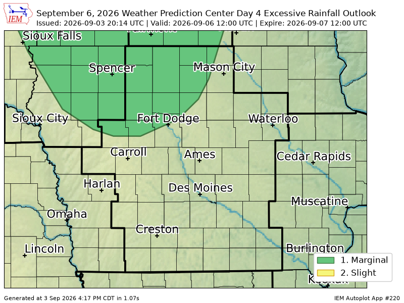 chaserbrandonWX's tweet photo. WPC issues Day 4 Marginal Risk Excessive Rainfall Outlook at Sep 3, 20:14z for DMX https://t.co/iZ6wUgMAES https://t.co/o5AhUxirZD