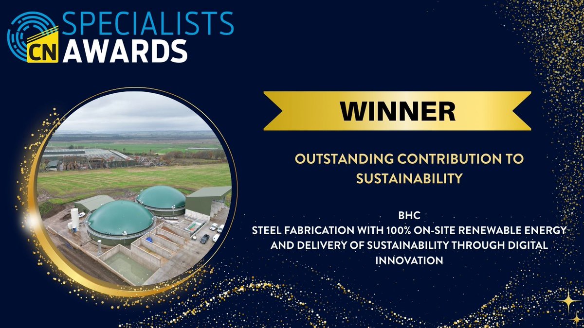 CNplus's tweet photo. Celebrating @BHC_Ltd, winners of Outstanding Contribution to Sustainability at the Construction News Specialists Awards 2026! A well-earned award recognising a fantastic achievement.
 
#CNSpec #BHC https://t.co/GHtOnYPlxv