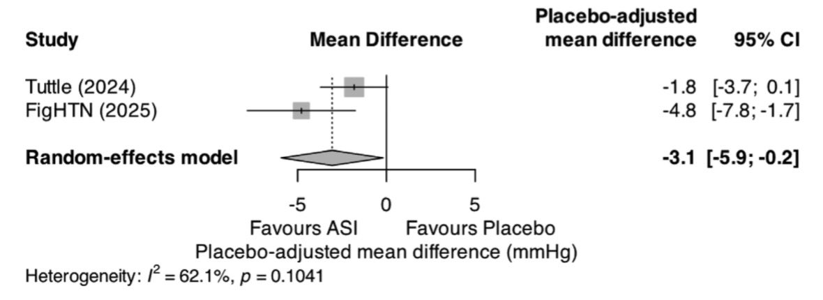 JonathanNefro's tweet photo. Los inhibidores de aldosterona sintasa, en personas con enfermedad renal crónica; tienen estos efectos:

•↓7.9 mmHg sistolólica
•↓31% albuminuria
•↓2ml/min TFGe
•↑4 veces riesgo hiperkalemia

Metaanálisis 5 ensayos clínicos

J Hypertens. 2026
10.1097/HJH.0000000000004399 https://t.co/vZjsN8WkKp