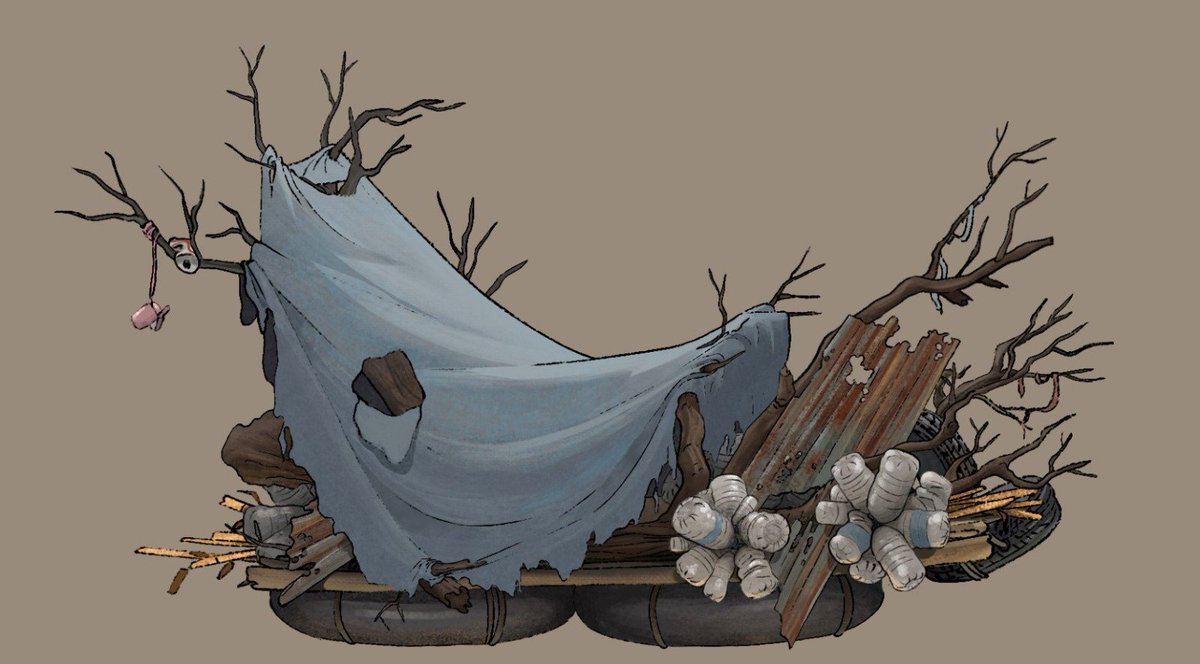 SwampDaughterVG's tweet photo. It's #WIPWednesday & #WishlistWednesday!  

The objects Julia interacts with were made mixing references of the real world with our own imagination. What do you think of the raft camuflage? Will she go unnoticed in the dangerous swamp?

🔗https://t.co/Y1hW68XuNI

#gameart #indiegame #gamedev