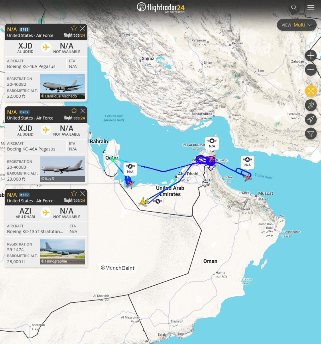 MenchOsint's tweet photo. That's the second report of Anti-Ship missiles launches tonight.

Looks like the U.S. is attempting to escort a convoy of Oil Tankers tonight. https://t.co/csFF1Z2KP2