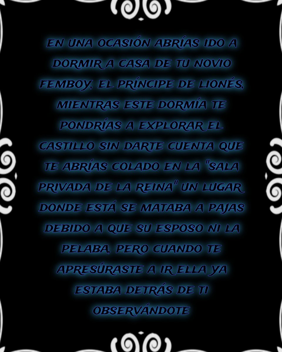elisabesuu's tweet photo. ⋆ ˚｡⋆୨୧˚ ───────── ˚୨୧⋆｡˚ ⋆

› tú quién eres?💢 Y como mierda 
Has encontrado este lugar?💢

⟩ dijo la reina tapando la puerta
Con su imponente figura mientras
El ambiente se llamaba del fétido
Olor a coño mojado que desprendía
La monarca de lionés https://t.co/yRAV3cIG5l