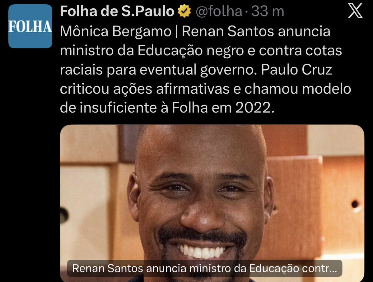 bankunaeli's tweet photo. Paulo Cruz não é um futuro ministro da educação negro. Paulo cruz é um futuro ministro da educação professor e filósofo. 

Considero racista e muito condescendente reduzir a carreira de um homem a sua cor https://t.co/gEft6LA1d4