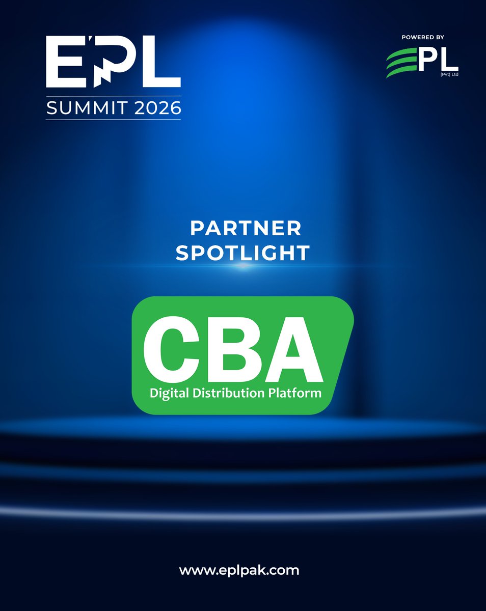 eplsummitpk's tweet photo. We are proud to highlight CBA, a premier Digital Distribution Platform, in our 𝗣𝗮𝗿𝘁𝗻𝗲𝗿 𝗦𝗽𝗼𝘁𝗹𝗶𝗴𝗵𝘁 for 𝗘𝗣𝗟 𝗦𝗨𝗠𝗠𝗜𝗧 𝟮𝟬𝟮𝟲: 𝗥𝗲-𝗘𝗻𝗴𝗶𝗻𝗲𝗲𝗿𝗶𝗻𝗴 𝗗𝗶𝗴𝗶𝘁𝗮𝗹 𝗖𝗼𝗺𝗺𝗲𝗿𝗰𝗲!
#EPLSummit2026 #GhazanfarAliKhan https://t.co/DPyaB2O9Ye