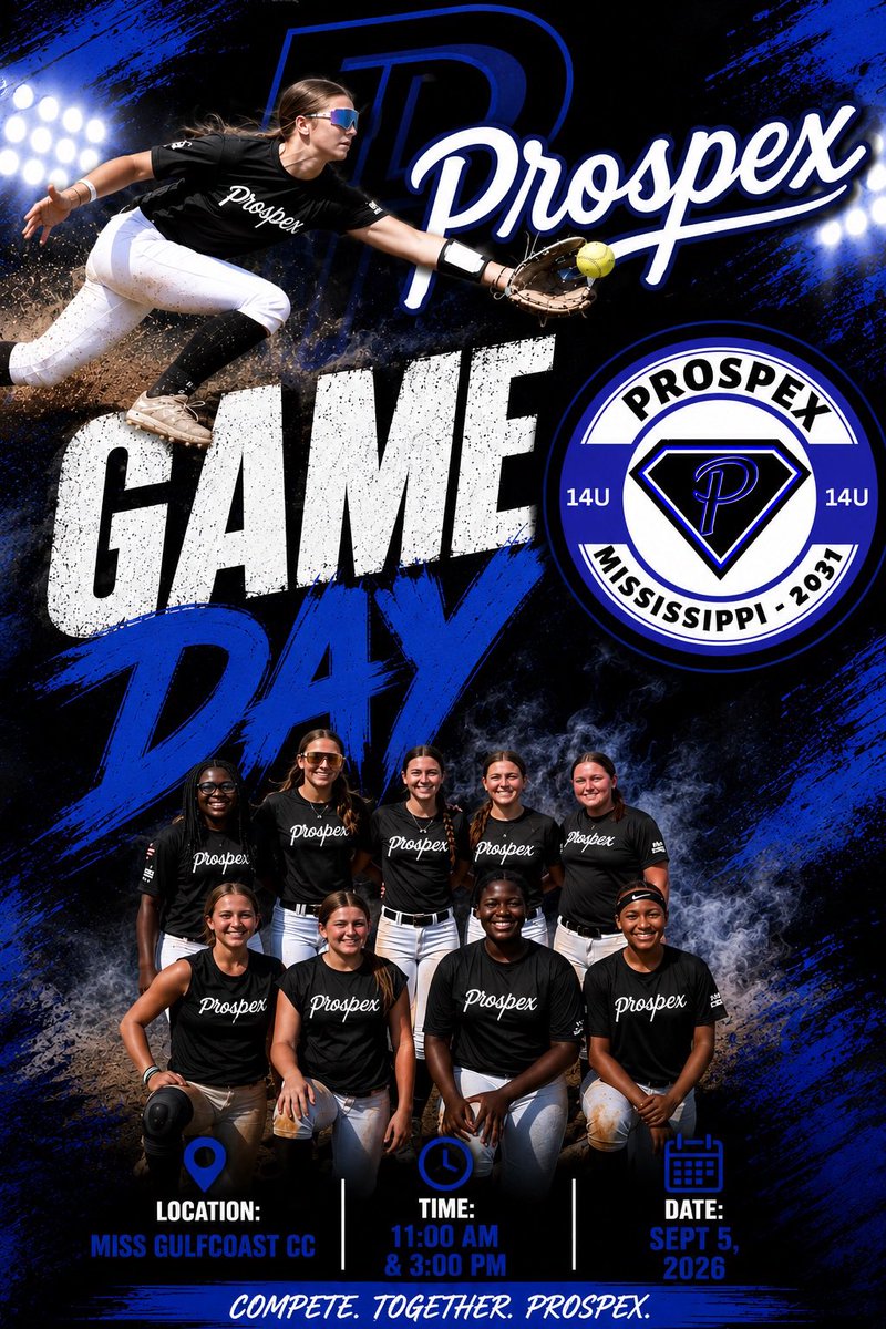 Prospexms2031's tweet photo. 🥎🔥 SATURDAY🔥🥎

Prospex MS 2031 is back in action this Saturday at @MGCCCSoftball!

📅 Sept. 5
⏰ 11 AM &amp; 3 PM
📍 MGCCC

Another opportunity to compete, grow, and get better! 💙🖤

COMPETE. TOGETHER. PROSPEX.

#ProspexMS2031 #ProspexSoftball #GameDay @IzzyWerdann https://t.co/wBMs0G7D9r