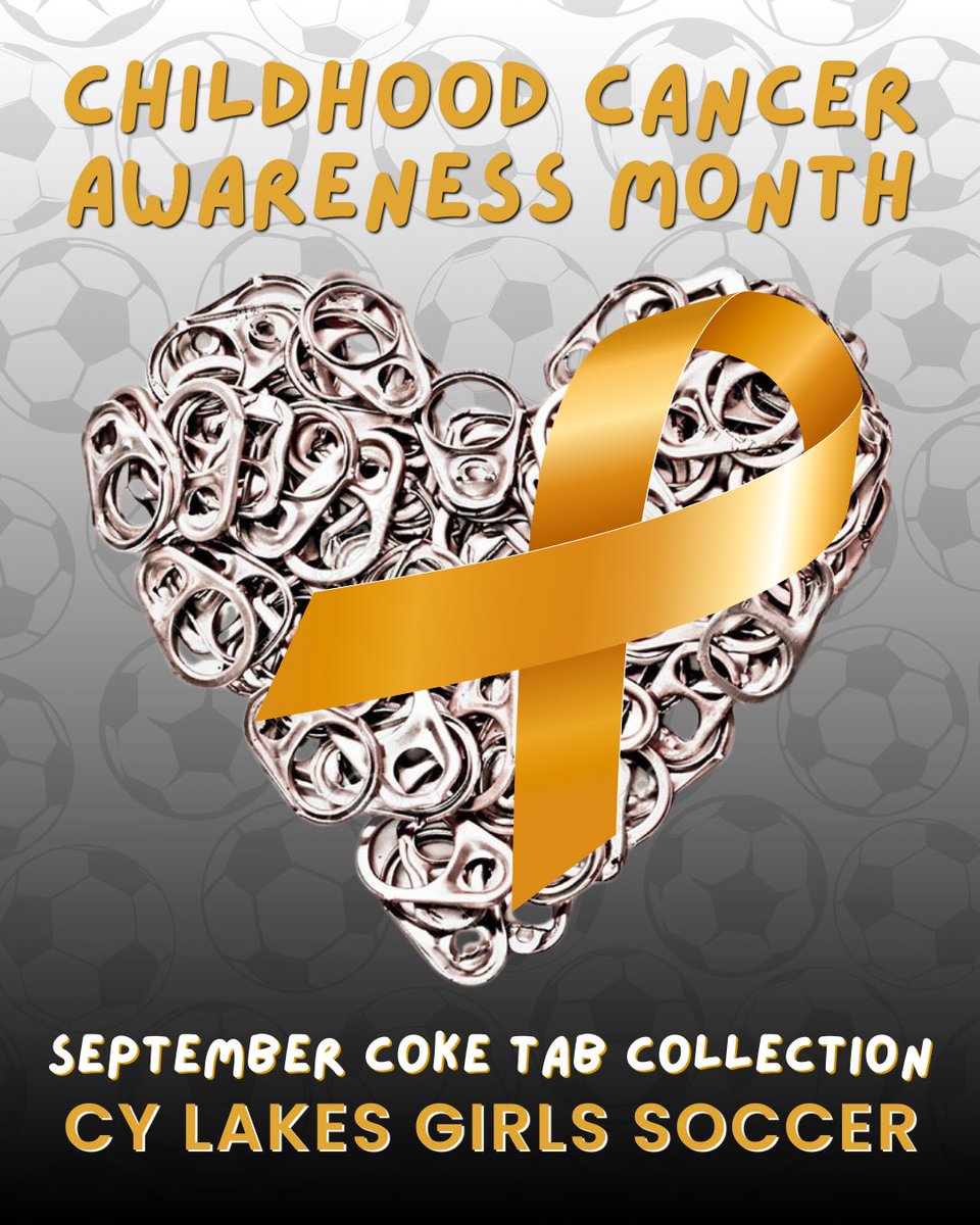 CyLakesGSoccer's tweet photo. CLHS girls soccer is collecting soda tabs during the month of September!  These will be donated to @RMHCHouston, a charity that helps families when a child is hospitalized.  #ChildhoodCancerAwarenessMonth @CFISDCyLakes @lakes_athletics @CyLakesABC @CFISDAthletics #CommunityImpact https://t.co/6H0uDQezSX