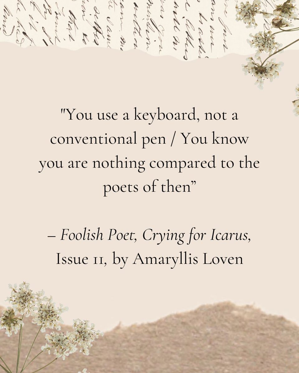 AothenMagazine's tweet photo. 🔆 Amaryllis Loven's second Icarus poem this issue goes deep into the heart of every modern writer's self doubts.

🔗 Read Issue 11 now at https://t.co/x6foW9gAsh

#classics #youngcreatives #poetry https://t.co/qPRi0F3DCO