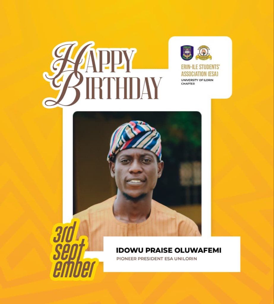 ESA_UNILORINchp's tweet photo. The Executive Council and the entire ESA UNILORIN Family warmly celebrate our esteemed Pioneer President, Comrade Idowu Praise Oluwafemi, on the occasion of his birthday. 🎊 https://t.co/LzfWo9X4Ak