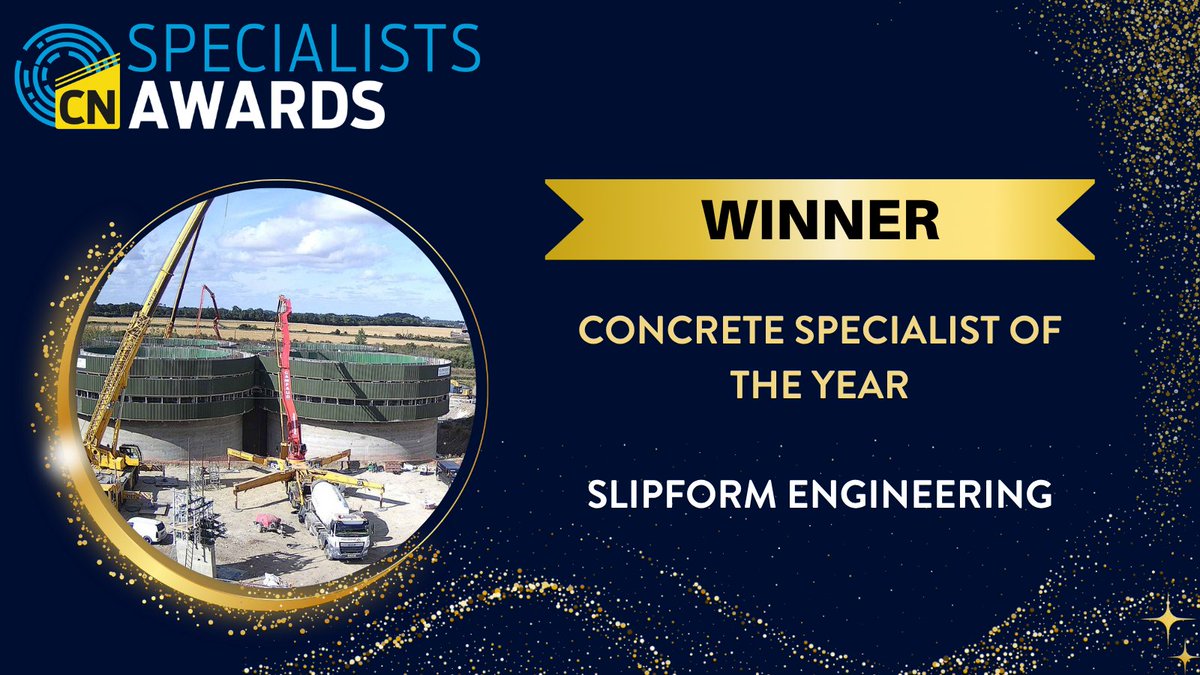 CNplus's tweet photo. A well-earned award for Slipform Engineering, named Concrete Specialist of the Year at the Construction News Specialists Awards 2026! A fantastic achievement.
 
#CNSpec #SlipformEngineering https://t.co/2OQnKgJwbE