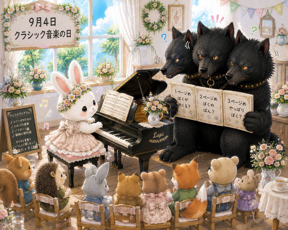 tamausa_m's tweet photo. 🎂クラシック音楽の日
#AIart #Storybook #RabbitArt #ラピ日記 #今日は何の日 https://t.co/9QzbpwYZod