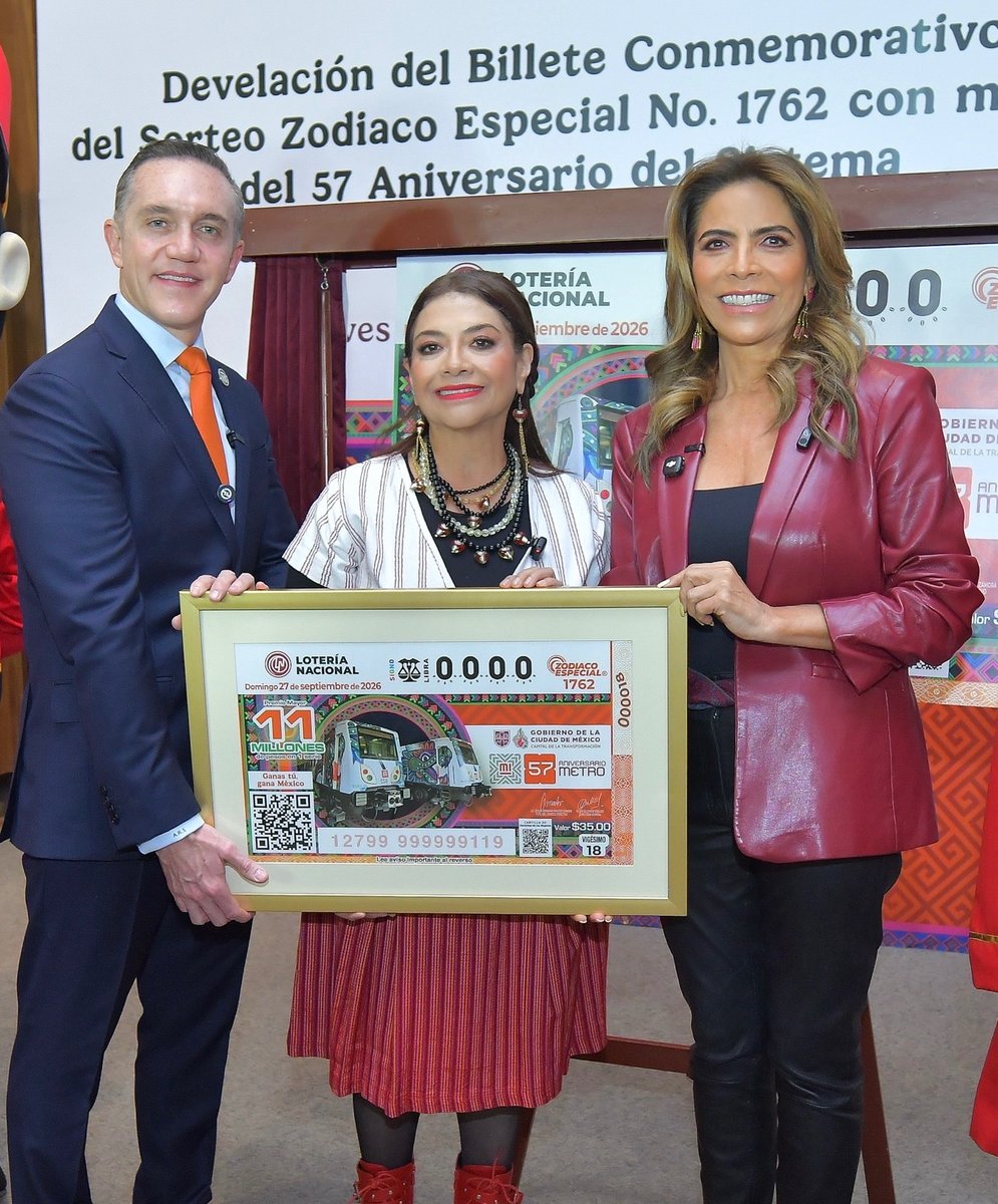 OliviaSalomonV's tweet photo. El @MetroCDMX sin duda es de la gente, por esa razón conmemoraremos este #SorteoZodiacoEspecial No. 1762, que se llevará a cabo el 27 de septiembre.
 
Tendrá un #PremioMayor de 11 millones de pesos repartidos en una serie y una bolsa total repartible de 43 millones de pesos.

Con @lotenal #GanasTuGanaMéxico
