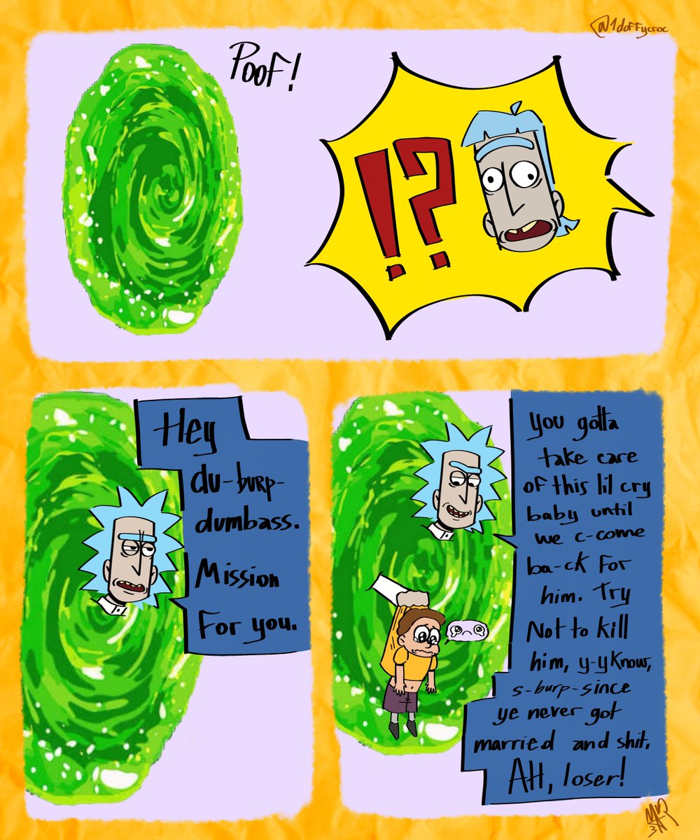 1doffycroc's tweet photo. #1 dumb comic bout Nitwit Rick and 'Baby' Morty (1/2) #rnm #rickandorty https://t.co/0uuBMkpfmw